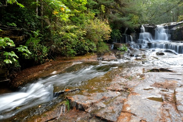 Waterfall, trees and rocks