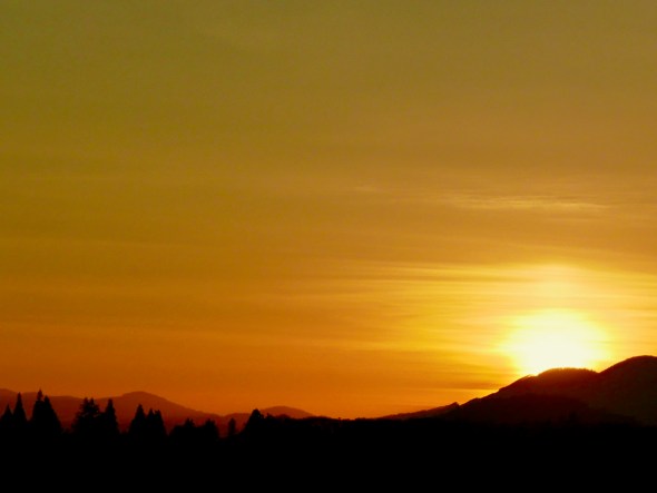 Golden sunset over western mountains