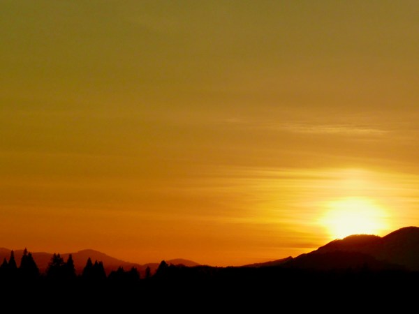 Golden sunset over western mountains