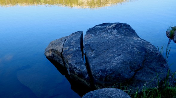 Boulders on lakeshore