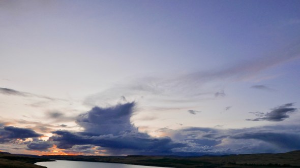 River and sunset sky