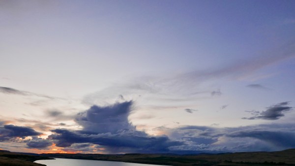 River and sunset sky