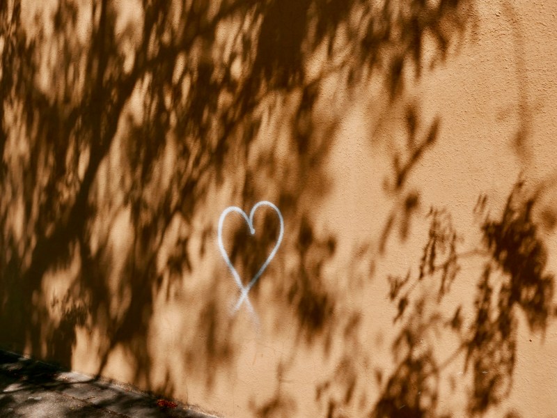 white heart painted on wall