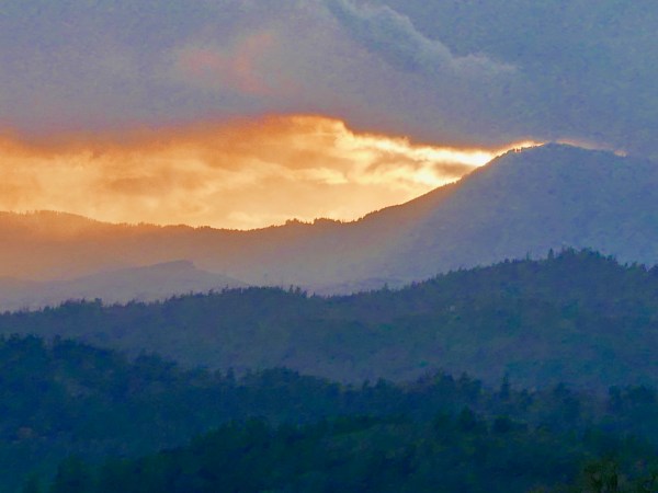 Ridges and clouds at sunset