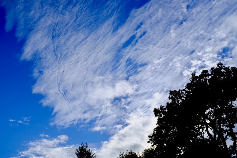 High white clouds in blue sky