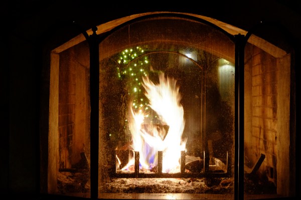 Fireplace and Christmas Lights