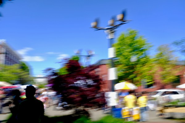 blurry abstract view of farmers market