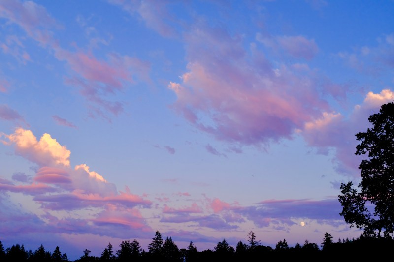sunset sky and moon rising