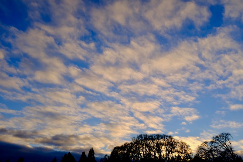 Bright blue sunset sky