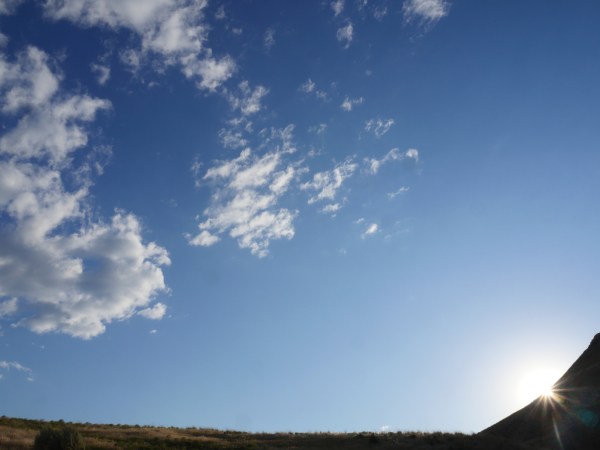 sunset; blue sky and white clouds