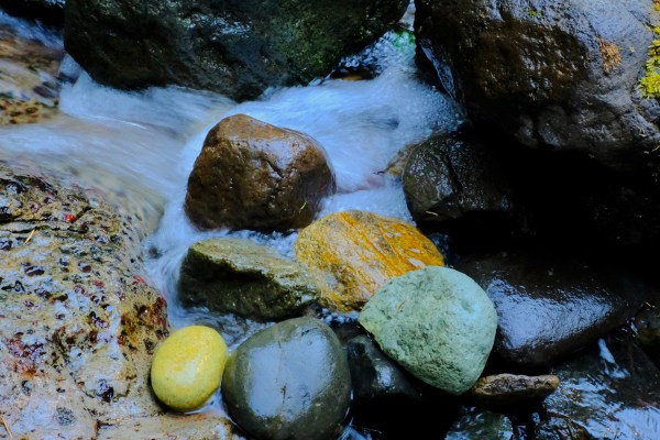 rocks in fast rushing creek