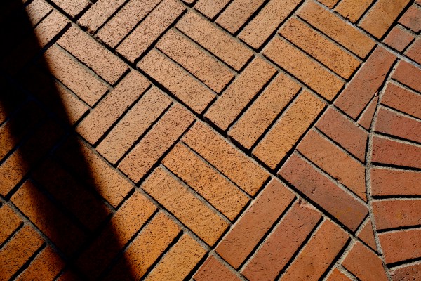 patterns of bricks in an urban plaza