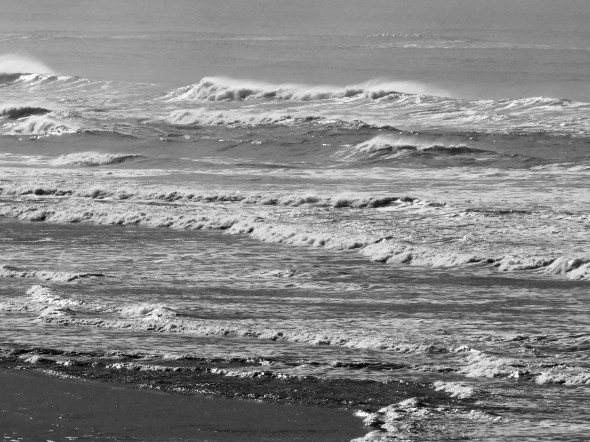 black & white surf on pacific coast
