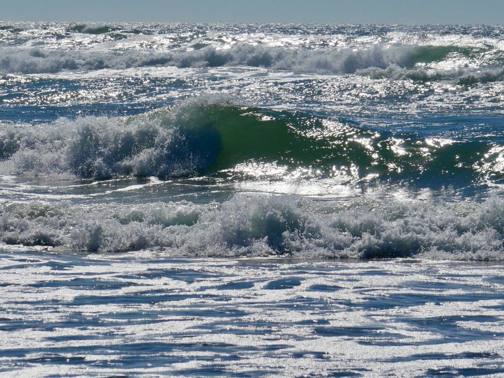 waves breaking on Pacific coast