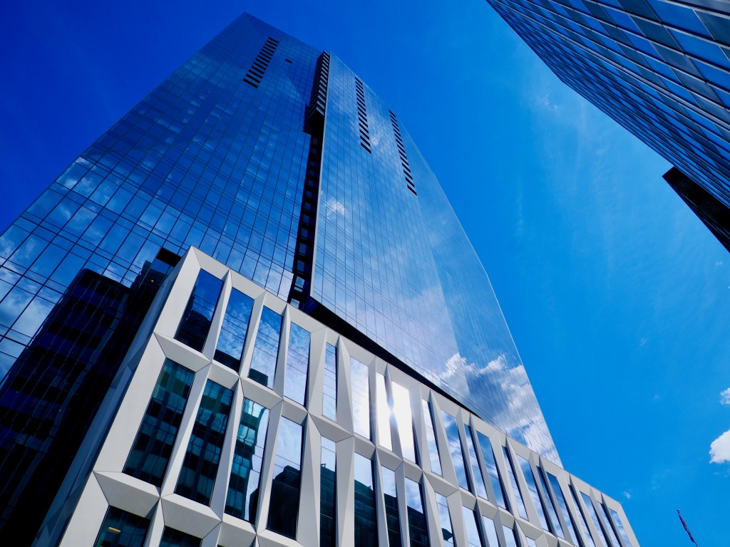 skyscrapers agains blue sky